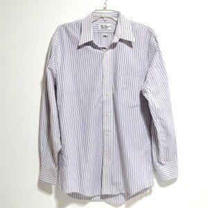 Sears Roebuck and Co Men's White Blue/Red Stripe Button Up Shirt -Size:16--34/35